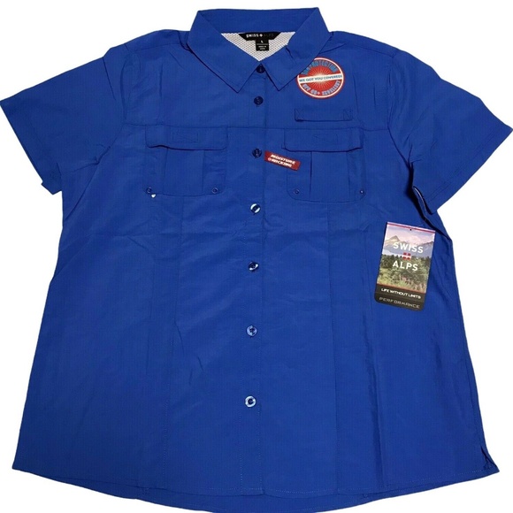 Swiss Alps Womens Nylon Fishing Shirt UPF 40+ Sun Protection Blue Size XL - Picture 1 of 9